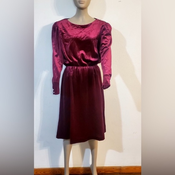 Dresses & Skirts - Vintage 70s 80s J.M. II Womens Size 8  Purple Velour Holiday Long Sleeve